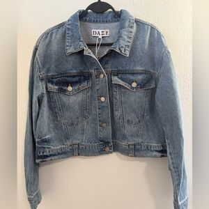 DAZE Bestie Crop Denim Jacket, Medium NWT